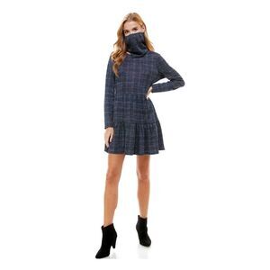 BEBOP Womens Long Sleeve Scoop Neck Short Fit + Flare Dress